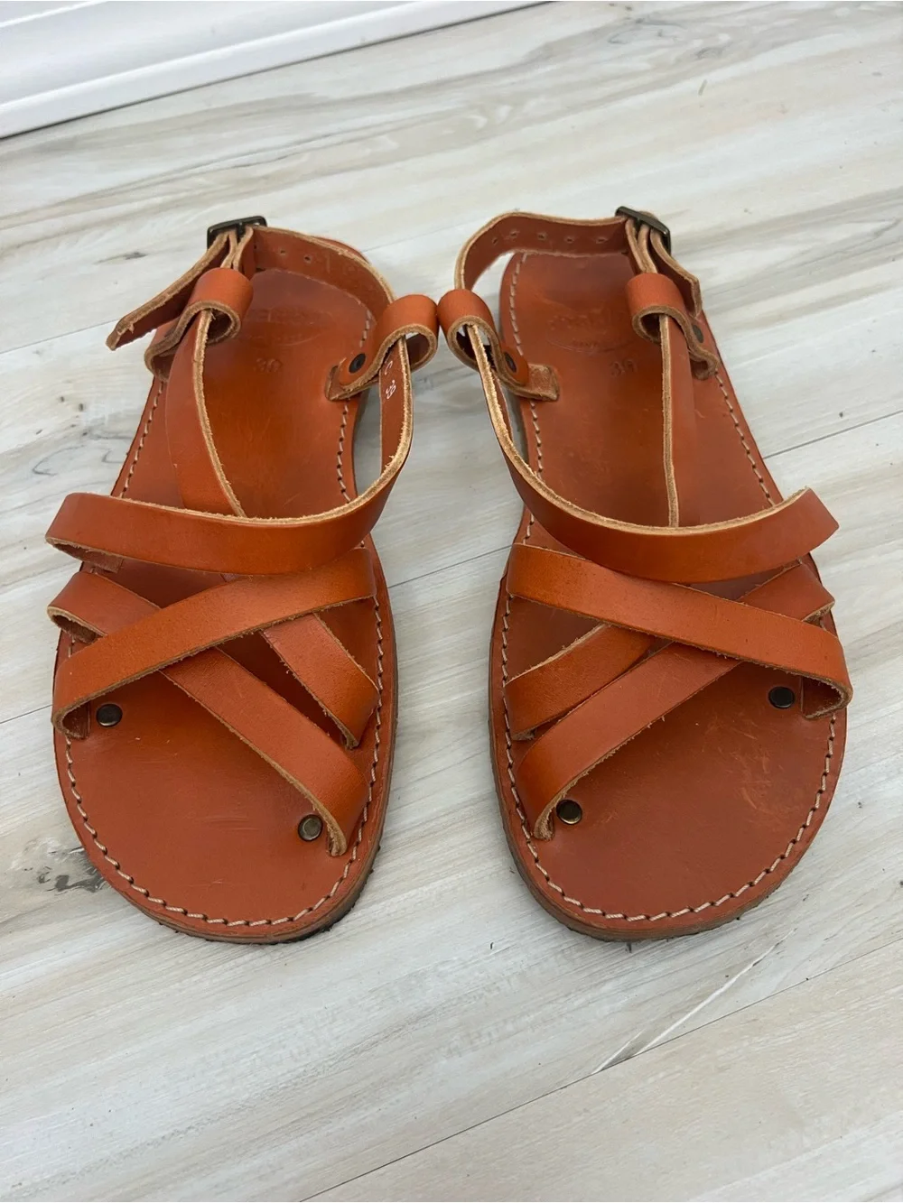 Duckfeet Orange Leather Strappy Sandals